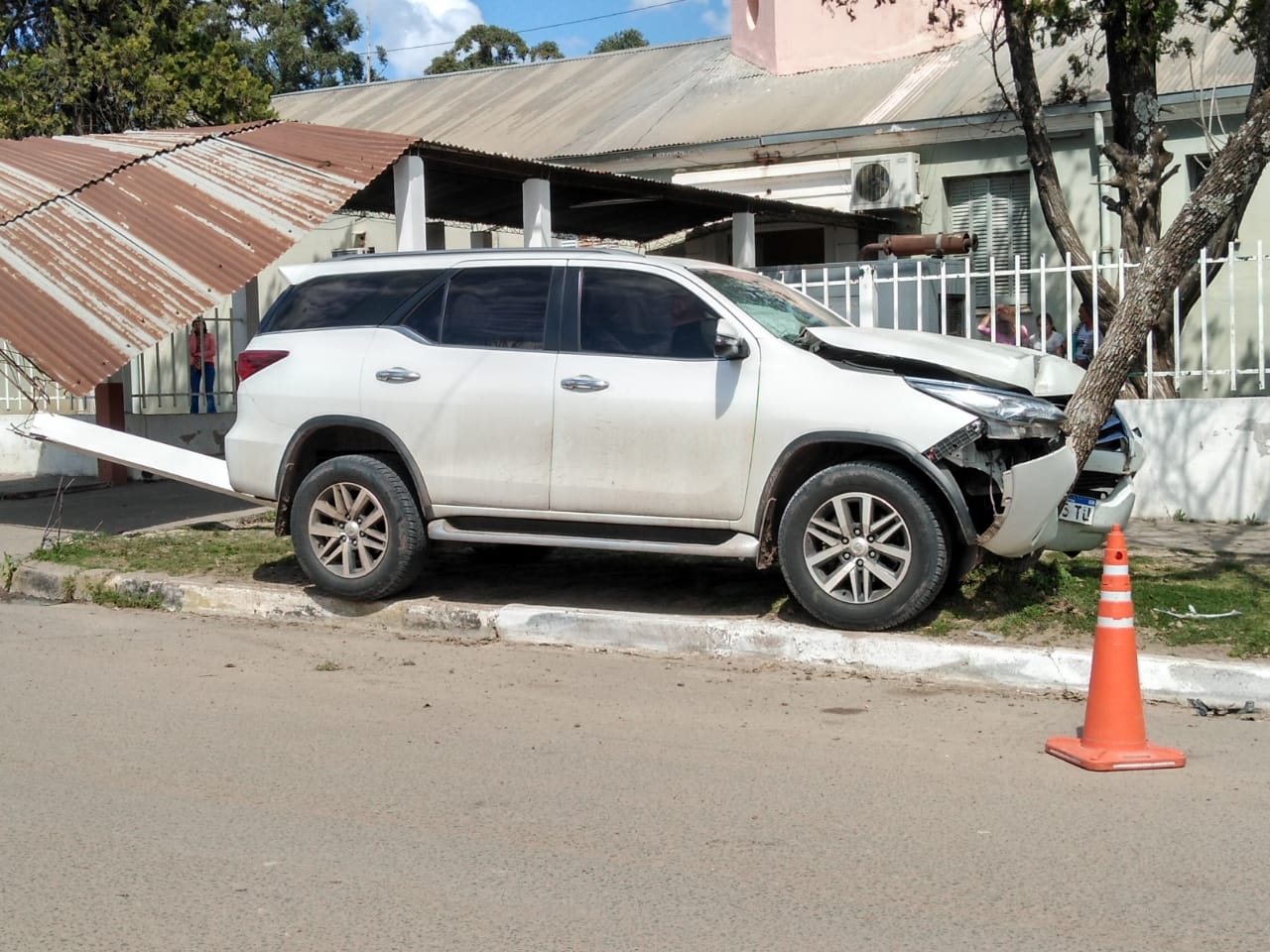 Una camioneta subió a la vereda y chocó contra un árbol Sociedad