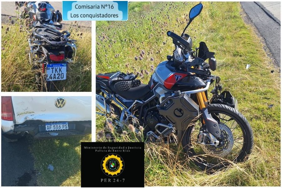 Conquistadores motociclista sufre múltiples fracturas al chocar con